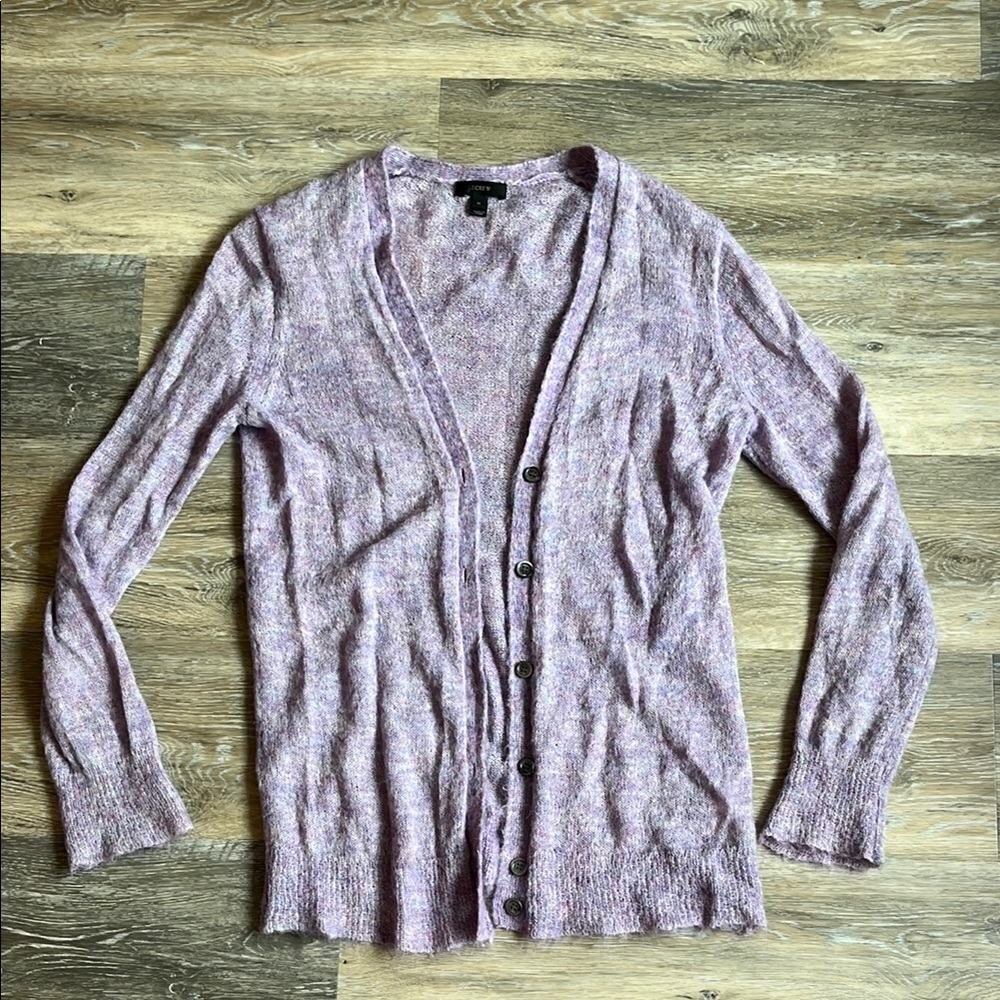 J. Crew Purple Mohair and Angora Cardigan